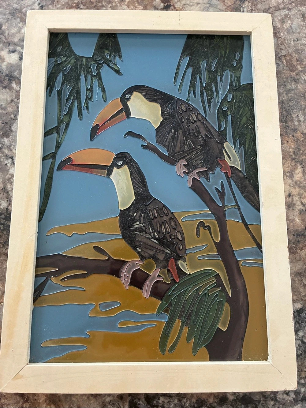 Toucan Art Glass Panel